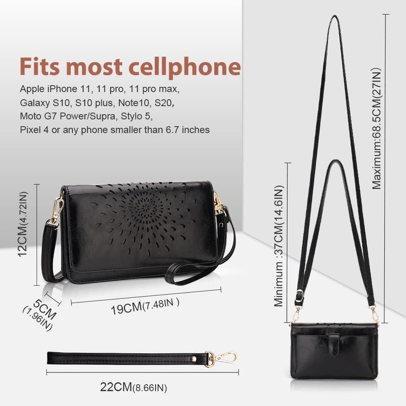 APHISON Multi-Function Small Crossbody Bags For Women,Cell Phone Shoulder Bag,Clutch Purse,RFID Wristlet Wallet,Card Holder Black - Image 4
